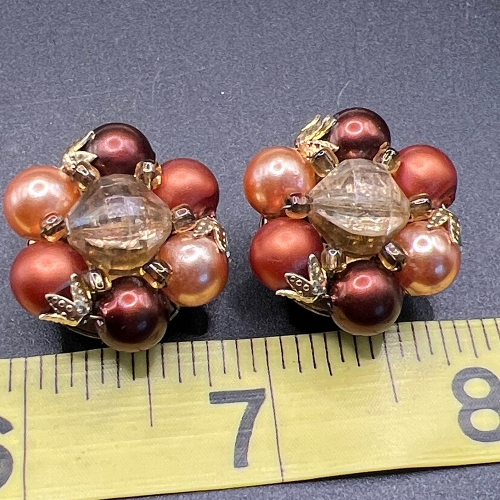 Vintage 1950’s Hong Kong Cluster Bead Earrings